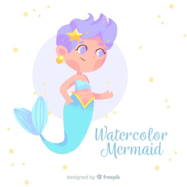 Hand getrokken zeemeermin achtergrond Gratis Vector