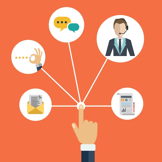 Hand presenteren van customer relationship management Gratis Vector