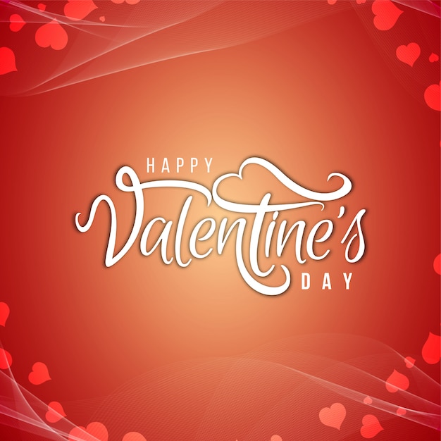 Happy valentine's day tekst ontwerp achtergrond Gratis Vector