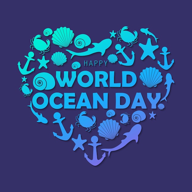 Happy World Ocean Day En Ornament Premium Vector