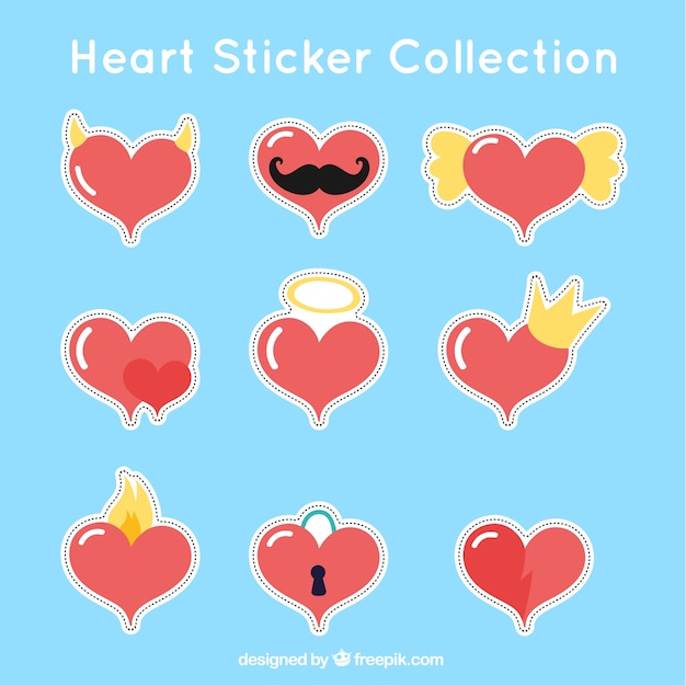 Hart stickers met decoratieve elementen | Gratis Vector