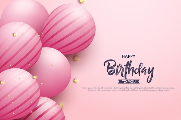 Hartelijk met verjaardag met roze ballonnen | Premium Vector