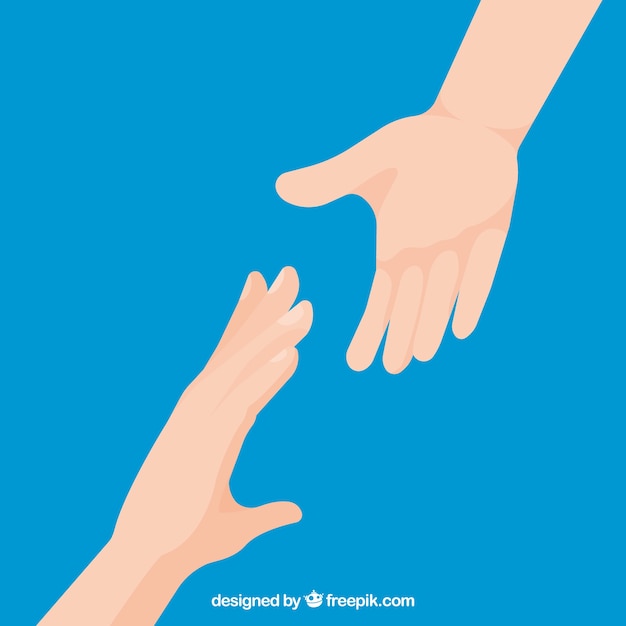 Helpende hand om achtergrond in vlakke stijl te steunen Gratis Vector