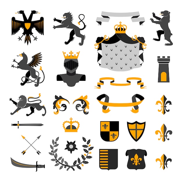 Heraldische Koninklijke Symbolen Emblemenontwerp Gratis Vector