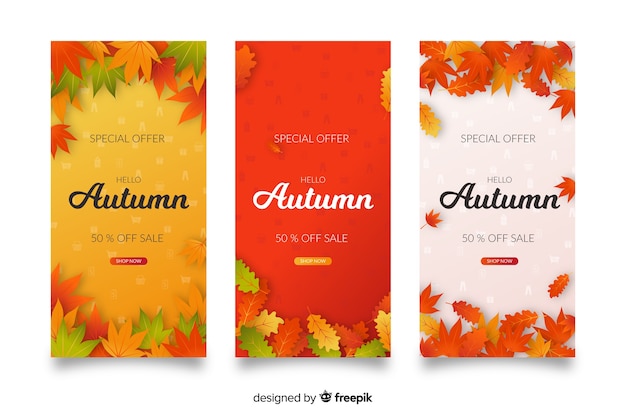 Herfst verkoop banners plat ontwerp Gratis Vector