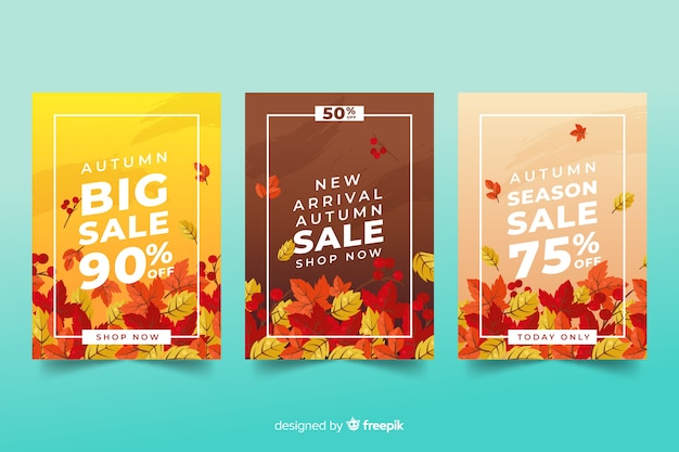Herfst verkoop banners plat ontwerp Gratis Vector
