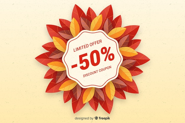Herfst verkoop plat ontwerp als achtergrond Gratis Vector