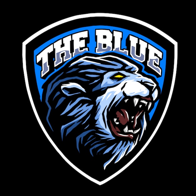 Het Logo Van De Blauwe Leeuw Premium Vector