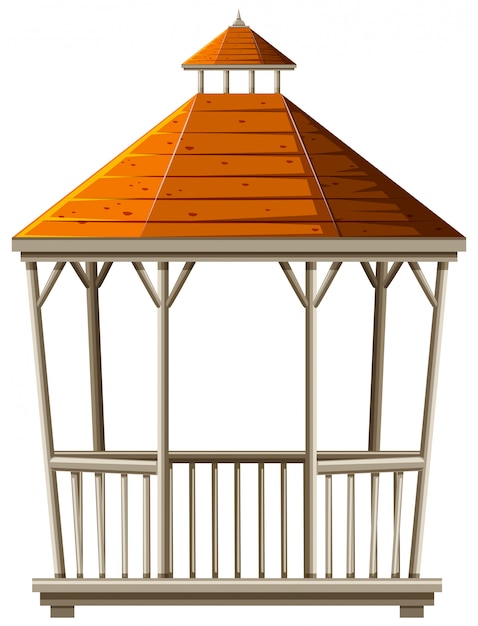 Houten paviljoen met oranje dak Gratis Vector