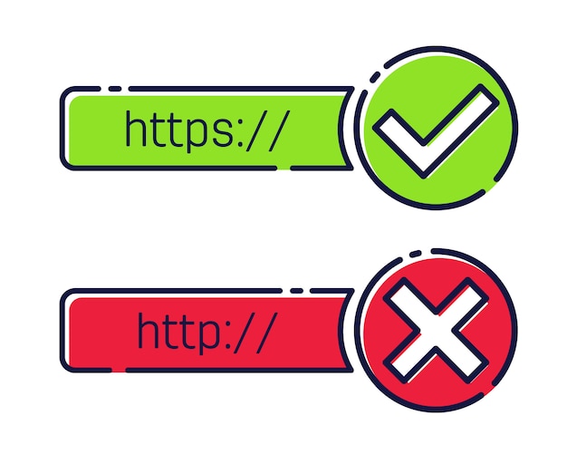 Http, https protocolverbinding ssl-codering. Premium Vector