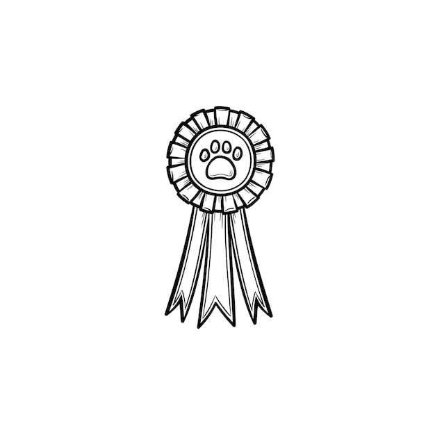 Huisdieren award rozet hand getrokken schets doodle pictogram medaille 