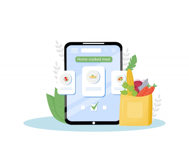 onderzeeër Eigenwijs Automatisch Huisgemaakte maaltijden online bestellen mobiele applicatie concept  illustratie. gecertificeerde thuiskeuken, bezorgservice voor zelfgemaakt  eten. kant-en-klare creatieve app voor het bestellen van voedingsapp |  Premium Vector