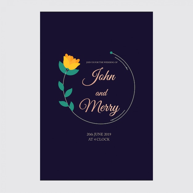 Huwelijksuitnodiging, bloemen, rsvp moderne kaart ontwerp: decoratieve krans Premium Vector