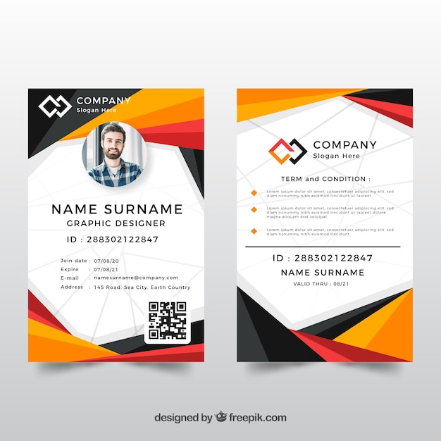 Identiteitskaart-sjabloon met abstracte stijl Gratis Vector