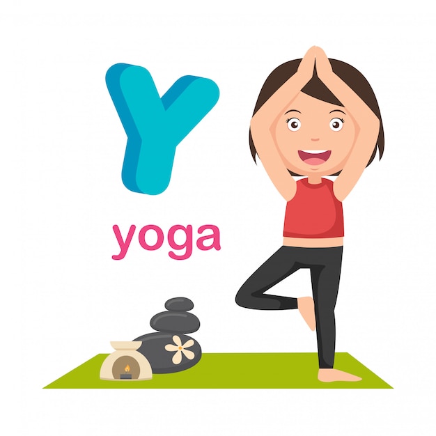 Illustratie geïsoleerde alfabet letter y yoga | Premium Vector