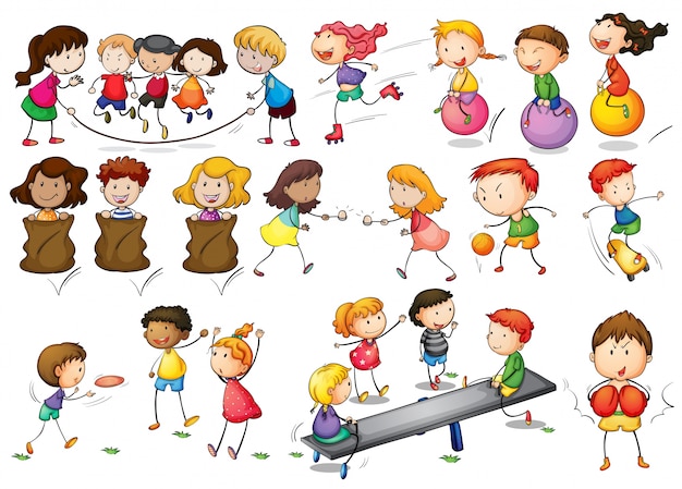 Welp Illustratie van kinderen die activiteiten spelen en doen | Gratis UI-65