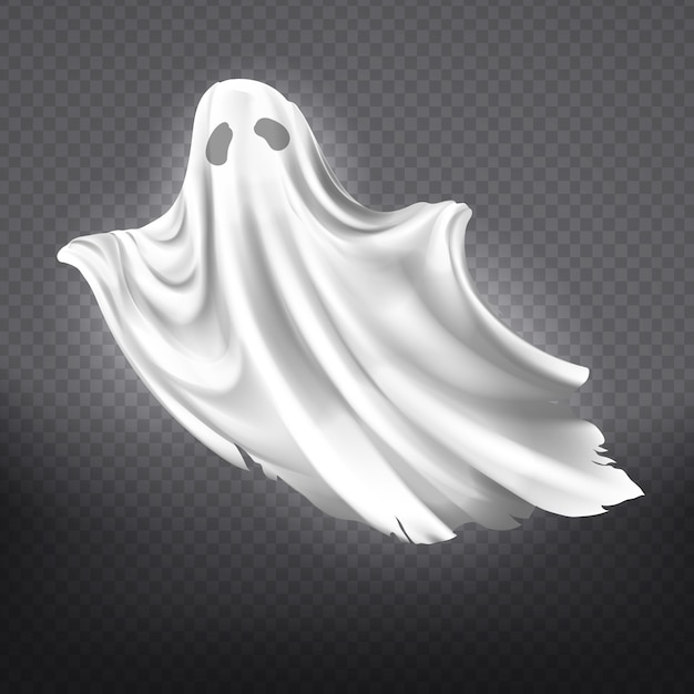 Illustratie van witte geest, phantom silhouet geïsoleerd op transparante achtergrond. Gratis Vector