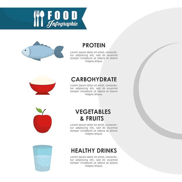 Infographic concept met gezond voedsel pictogram ontwerp Premium Vector