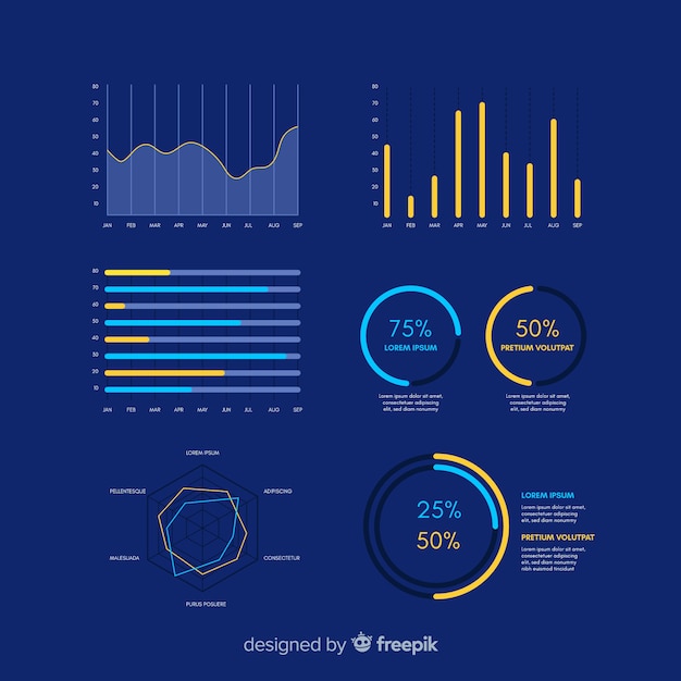 Infographic dashboard collectie sjabloon Gratis Vector