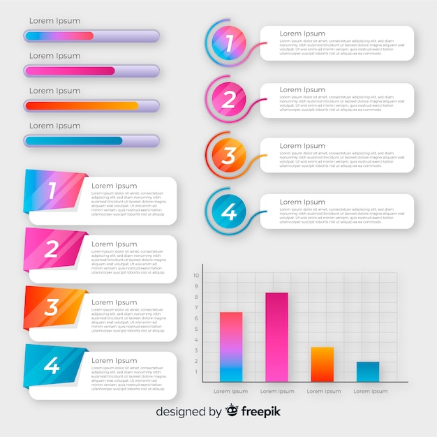 Infographic element collectie plat ontwerp Gratis Vector