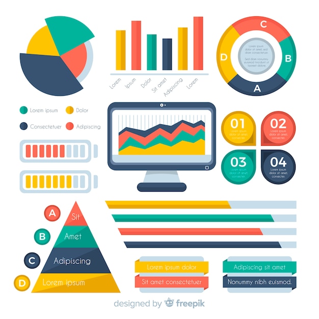 Infographic element collectie Gratis Vector