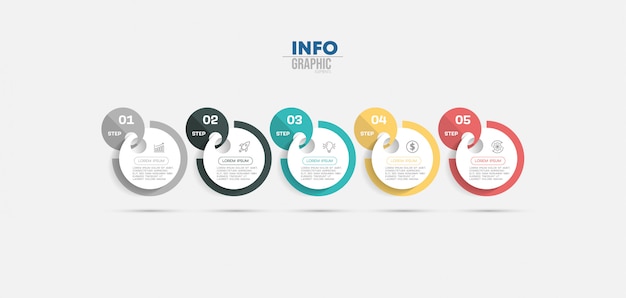 Infographic element met pictogrammen en 5 opties of stappen. Premium Vector