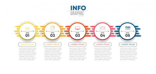 Infographic element met pictogrammen en opties of stappen. Premium Vector