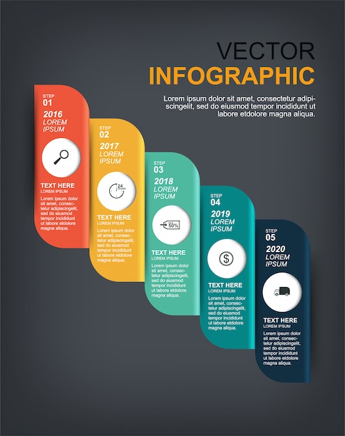 Infographic elementenontwerp met 5 opties Premium Vector