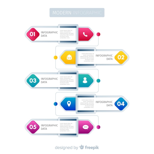 Infographic gradiënt ontwikkeling stappen sjabloon Gratis Vector