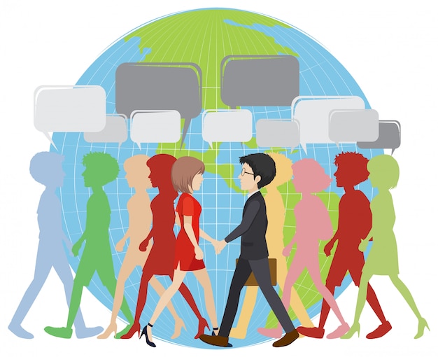Infographic met mensen die op aarde lopen Gratis Vector