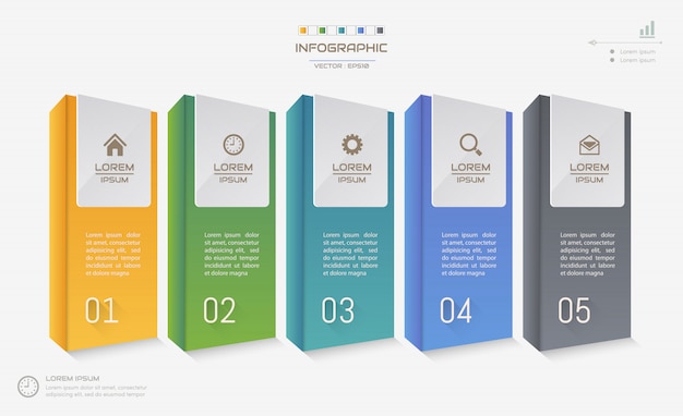 Infographics ontwerpsjabloon met pictogrammen Premium Vector