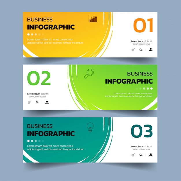 Infographicsbanners met waterverfspatten. Premium Vector
