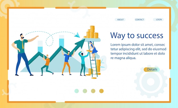 Informatieve banner inscriptie weg naar succes Premium Vector