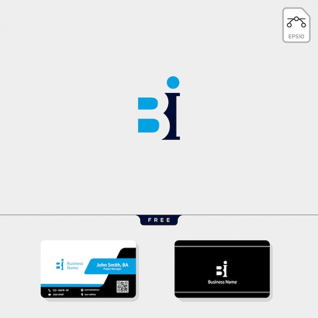 Initial bi-logosjabloon, vrij uw visitekaartjeontwerp Premium Vector