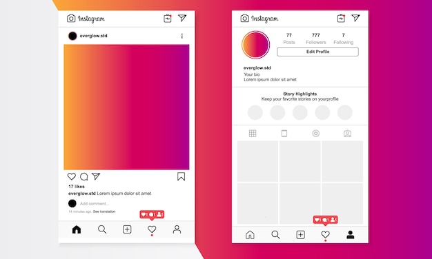 Instagram-feed en gebruikersprofielsjabloon | Premium Vector