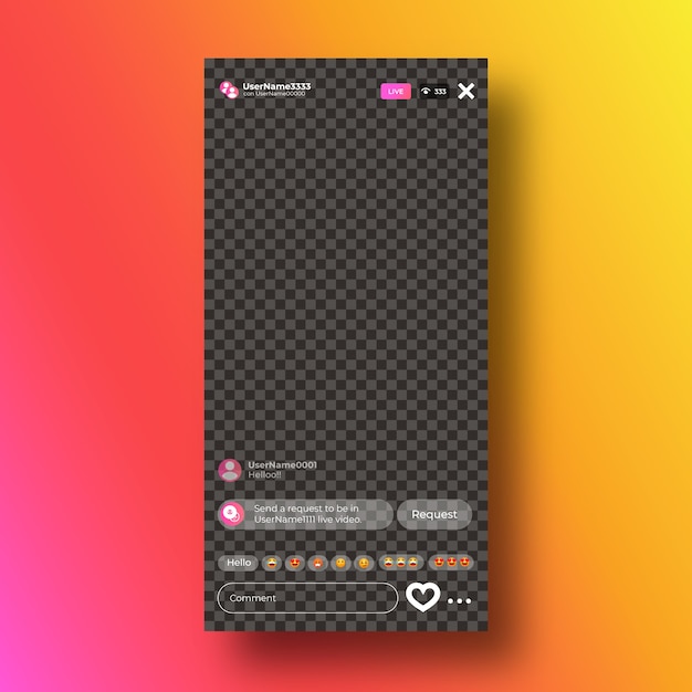 Instagram live streaminterface sjabloon Gratis Vector