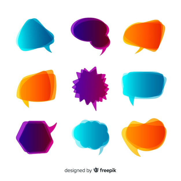 Intens gekleurde gradiënt tekstballonnen Gratis Vector
