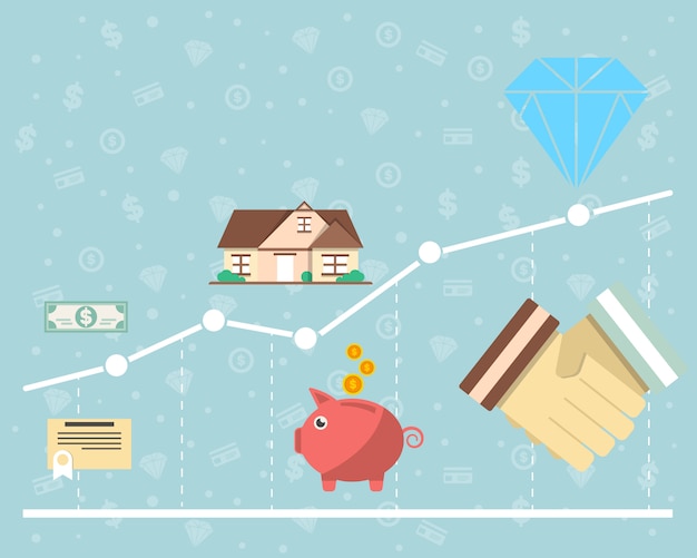 Investering in effectenconcept in plat ontwerp Premium Vector