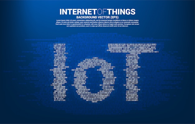 Iot-bewoording van een en nul binaire grafische stijl. Premium Vector