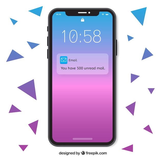 Iphone x met gradiëntbehang Gratis Vector