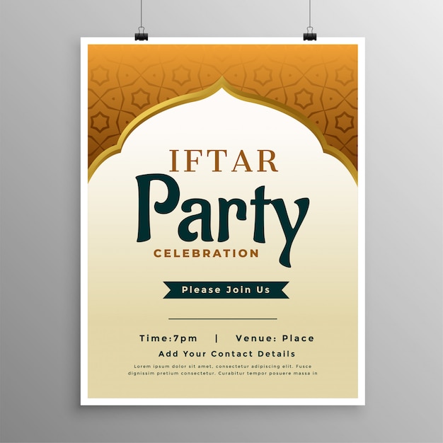 Islamitisch bannerontwerp met iftar partijuitnodiging Gratis Vector