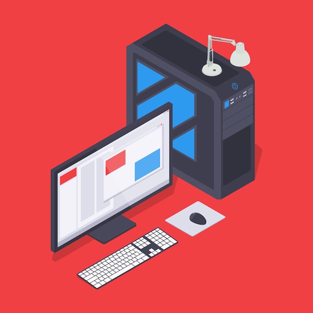 Isometrische personal computer Premium Vector