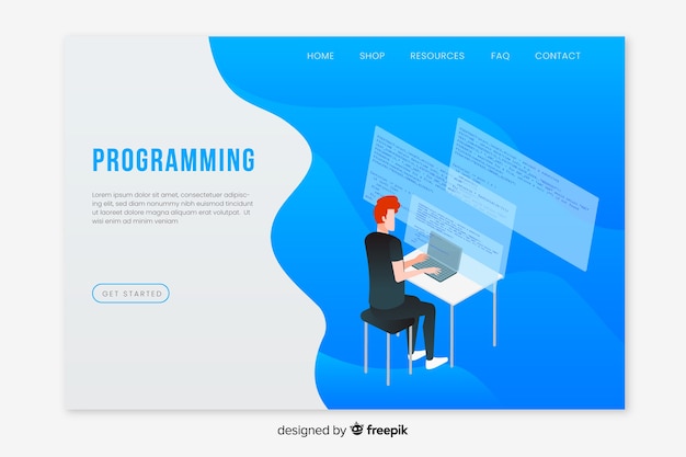 Isometrische programmering bestemmingspagina sjabloon Gratis Vector