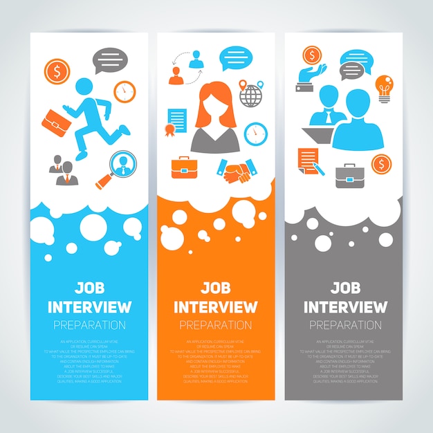 Job platte sjabloonbanner sjabloon set met elementen samenstelling Gratis Vector