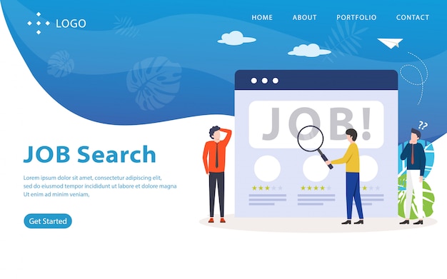 Job search landing page, website template, gemakkelijk te bewerken en aan te passen, vector illustratie Premium Vector
