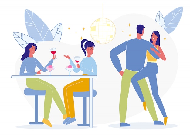 Jonge vrienden nachtleven platte vectorillustratie Premium Vector