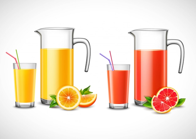 Kannen met citrusvrucht illustratie Gratis Vector
