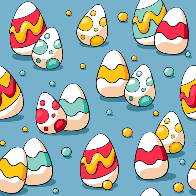 Kawaii naadloze pasen-patroon met eierenjacht Premium Vector