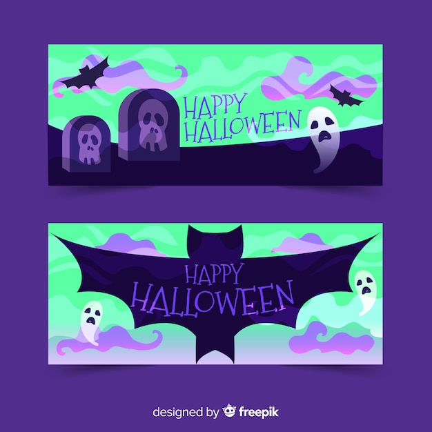 Kerkhof monsters halloween banners Gratis Vector