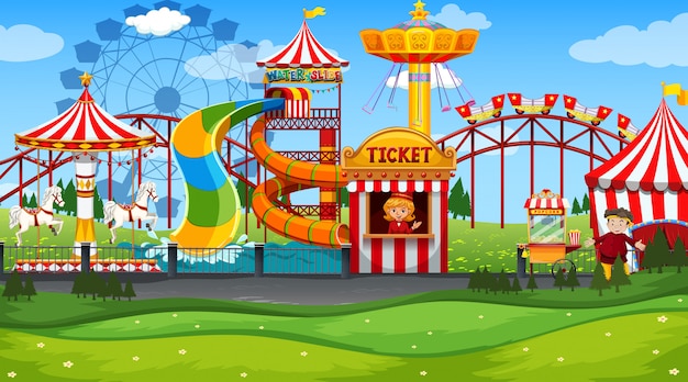 Kermis pretpark leeg Gratis Vector